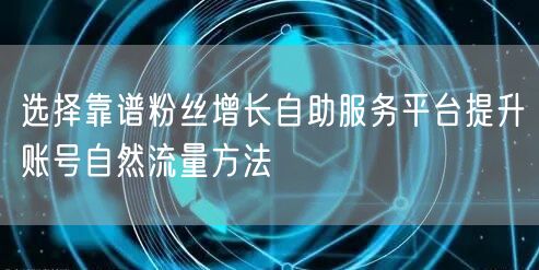 选择靠谱粉丝增长自助服务平台提升账号自然
