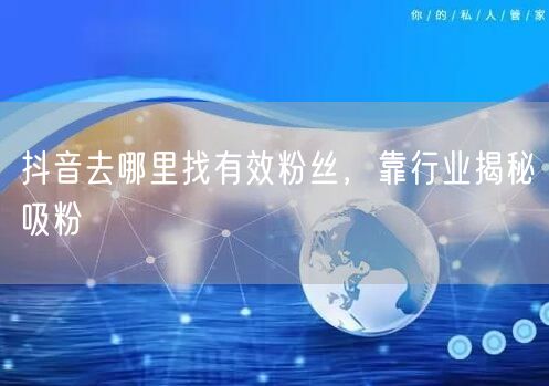 抖音去哪里找有效粉丝，靠行业揭秘吸粉